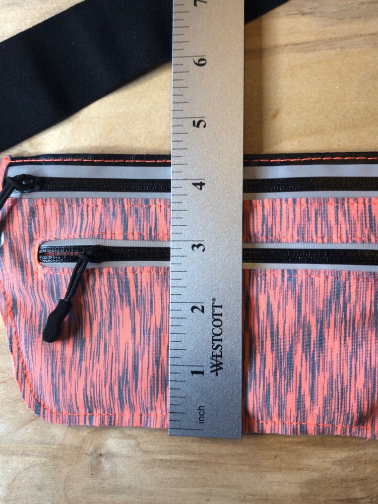 Fanny Pack Orange and Gray with 2 zippered pockets stretchy material NWT - Picture 11 of 12